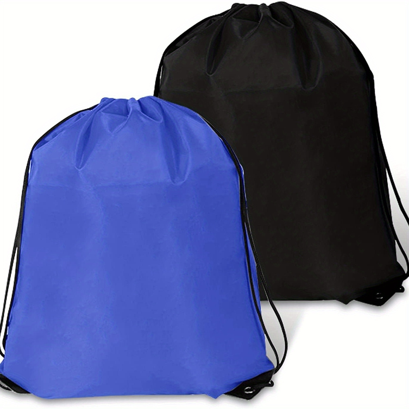 2 bolsas de mochila con cordón para deportes, gimnasio, bolsa de mano,  bolsa de mano a granel, bolsa de natación para mujeres y hombres,  azul+negro