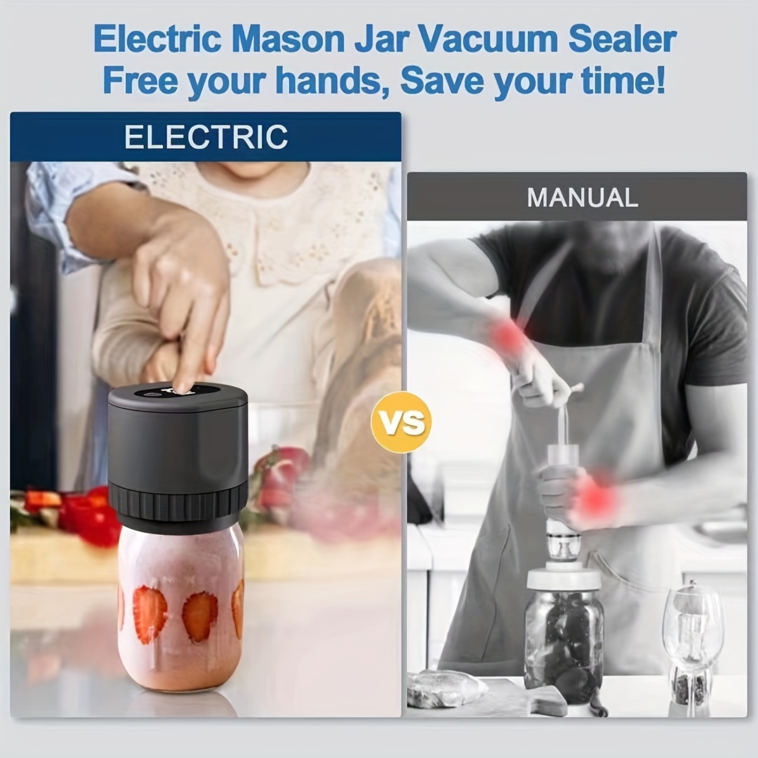 Electric Mason Jar Vacuum Sealer for Wide & Regular-Mouth Jar and