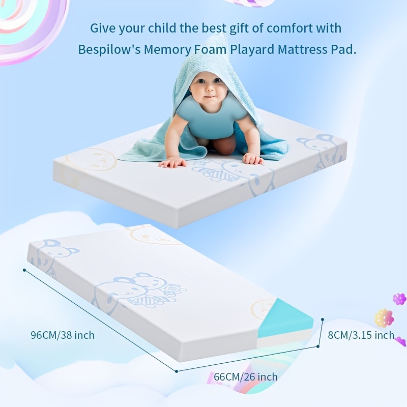 Memory Foam Crib Mattress & Toddler Mattress 38X26X3 with