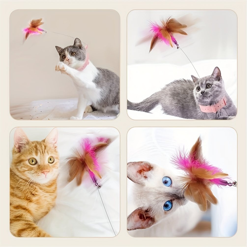 Jouets pour Chat avec Plumes et Baguette pour Chat, 2Pcs Collier