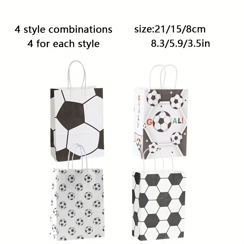 TEMU 8pcs/16pcs/24pcs Football Theme Paper Handbags Sports Party Gift Packaging Bags Handbags Birthday Gift Bags Candy Bags