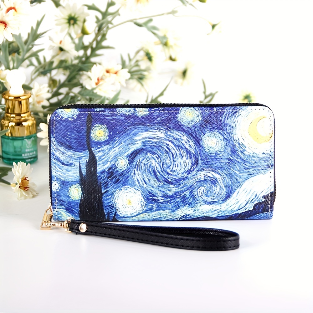 Van Gogh Art Oil Painting Wallet, Zipper Around Coin Purse, Clutch