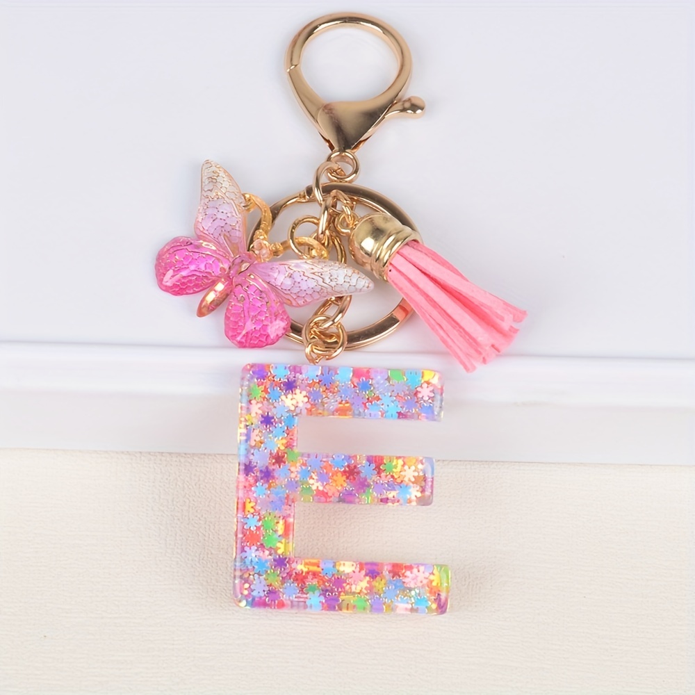 PORTE CLEF LETTRE H EN RESINE ET PAILLETTES