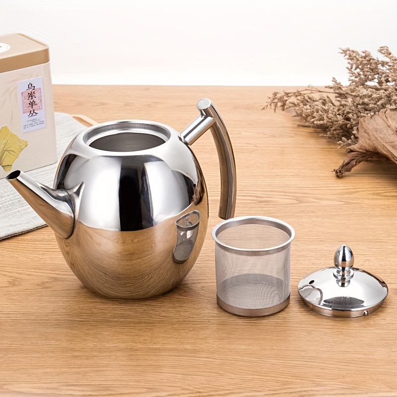 Thickened Stainless Steel Teapot Flower Tea Kettle With Strainer Hotel  Restaurant Restaurant Cook Teapot Induction Cooker - Temu