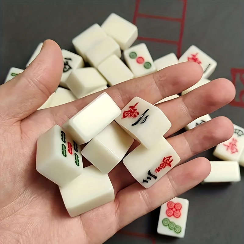 Chinese Mahjong Game Set, e Dices Tile Rulers Jogo de Tabuleiro Mini Mahjong  Set com Mesa