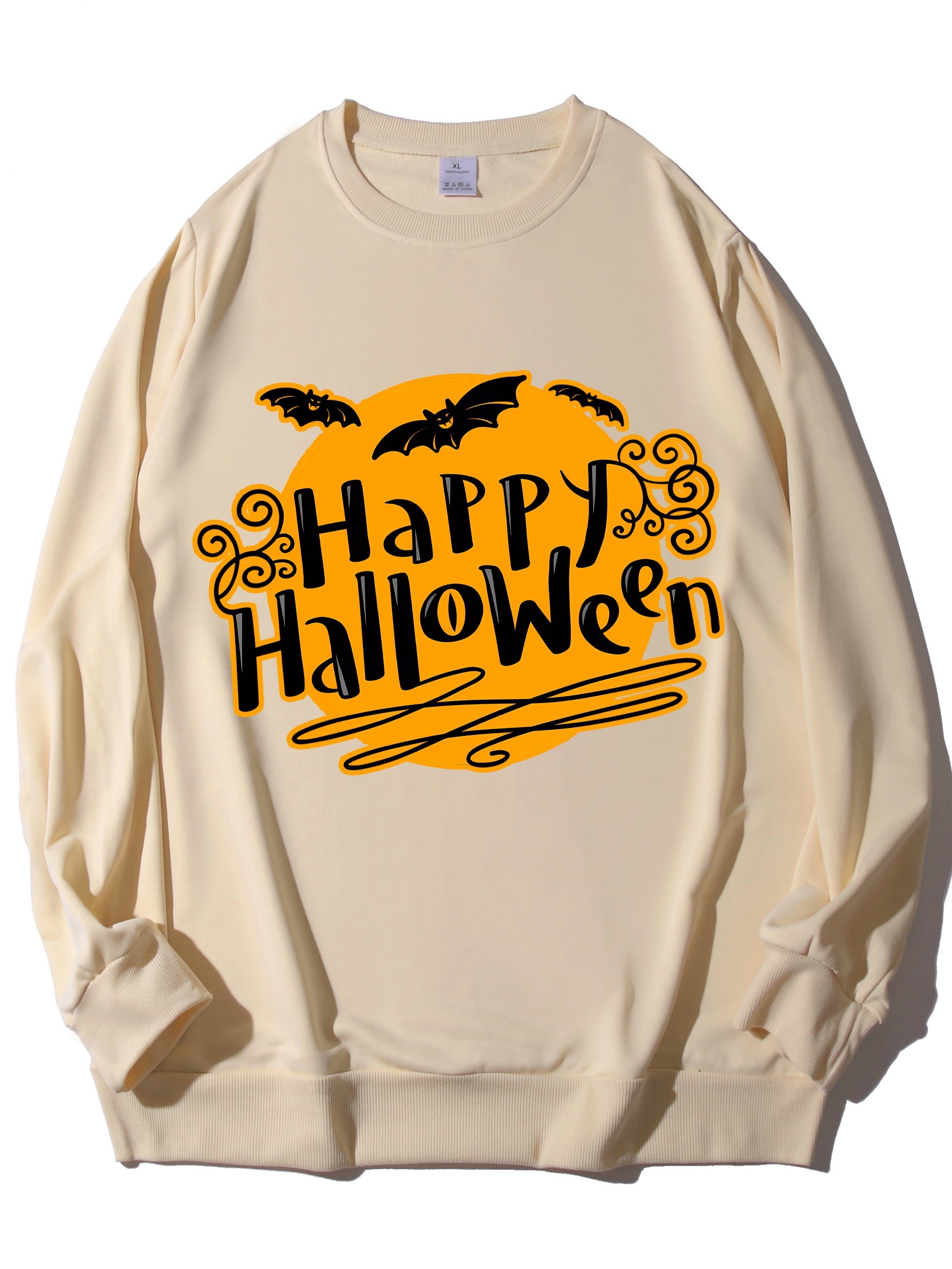 Happy Halloween Print Men's Graphic Design Crew Neck Active T