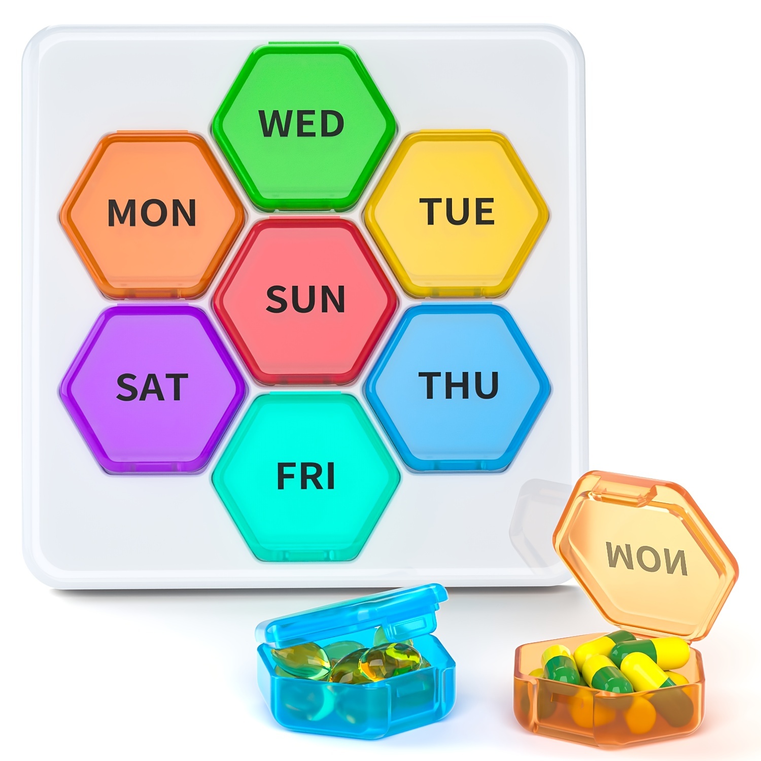 Pill Organizer for Travel Weekly Pill Box 7 Day Pill Case Daily