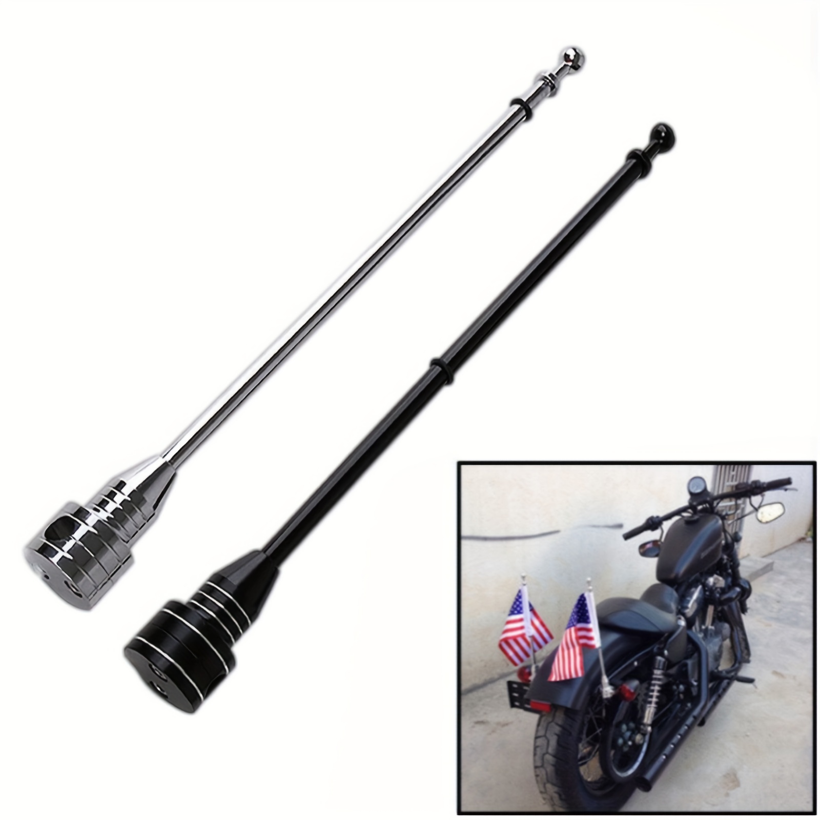 Motorcycle Flag Pole Luggage Rack Vertical American USA Flagpole For Harley  Touring Road * Road Glide FLHT Sportster XL883 1200