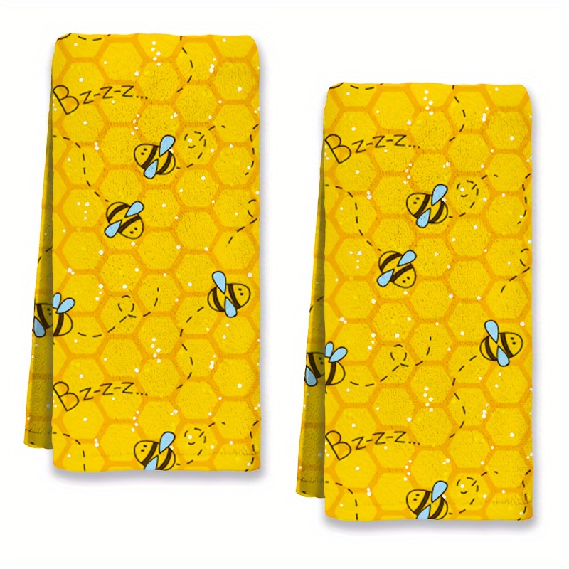 2pcs Torchons À Motif D'abeille, Torchon Absorbant Doux, Torchons