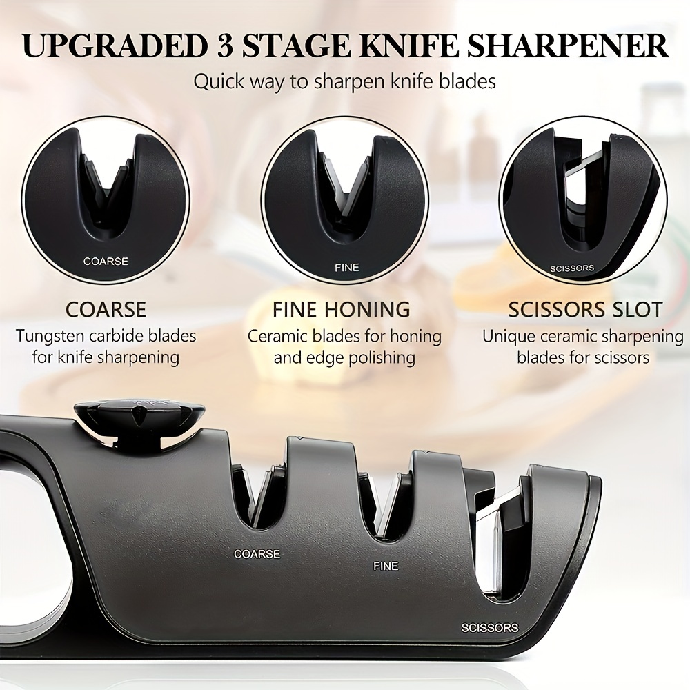 Professional Knife + Scissor Sharpener, 3-Stage Adjustable 14-24