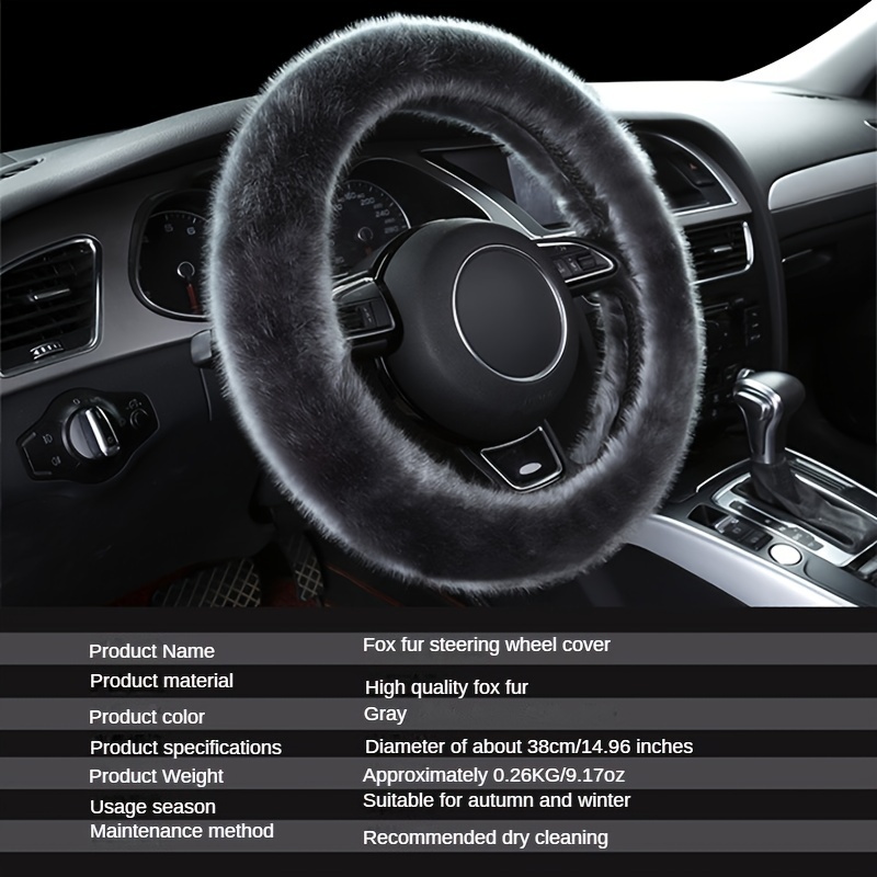 Car Accessories Car Short Plush Steering Wheel Cover Warm - Temu