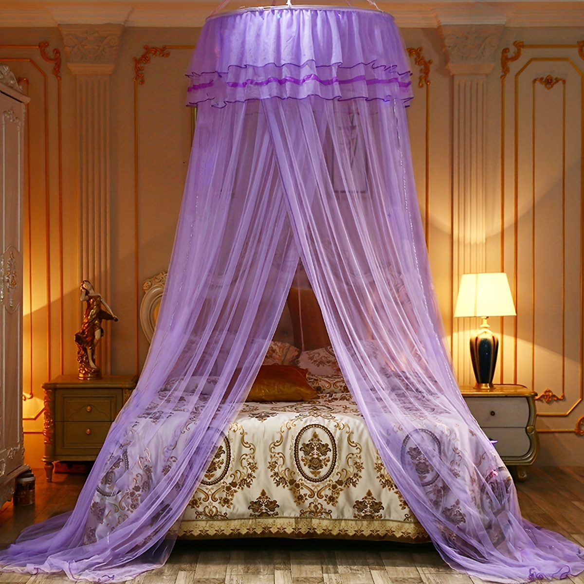 Dome Bed Canopy Ceiling Mosquito Net Unique Style Dome Bed Netting Bed  Curtains Canopy for Twin Full Queen King Bed Hooks Super Glue Easy to  Install