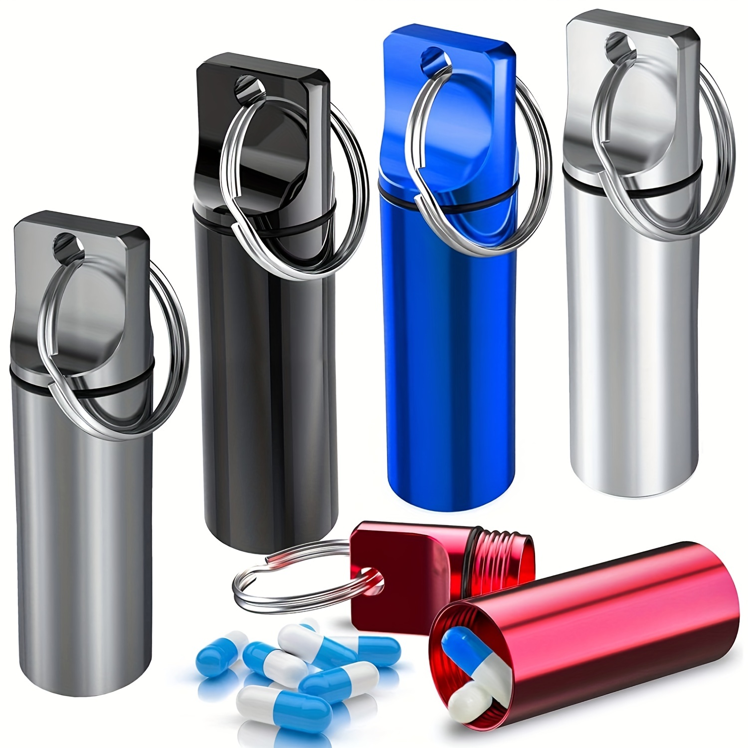 Keychain Pill Bottle, Aluminum Alloy Waterproof Portable Small Travel Medicine  Bottle Case Container For Purse, Mini Metal Capsule/tablet Keeper Pocket  Organizer - Temu