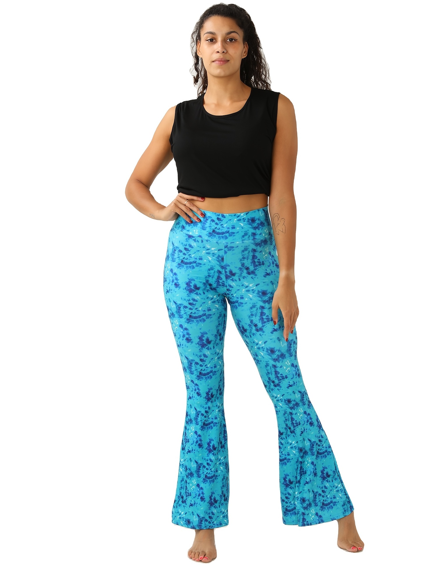 Bohemian Style Floral Print Flare Leg Yoga Pants print Bell - Temu Canada