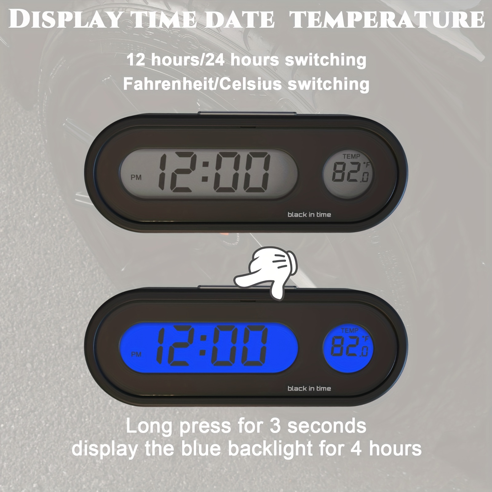 Autouhr Und Temperatur Mit Fahrenheit-Hintergrundbeleuchtung 2-in-1, Kleine  Elektronische Uhr Für Das Armaturenbrett, Autouhr, Digitale  Armaturenbrettuhr, Mini-Uhr - Temu Austria