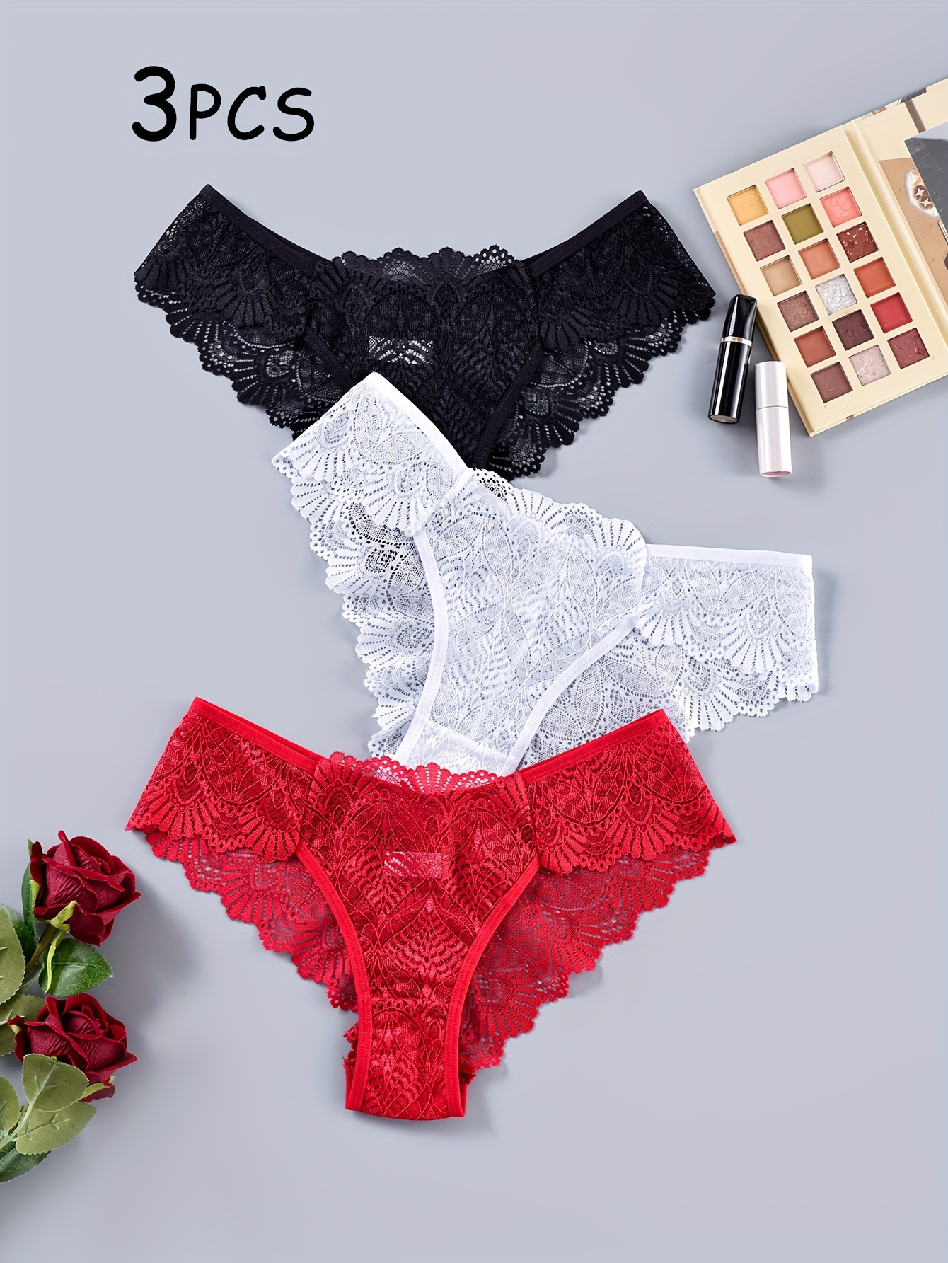 CINVIK 6/10PCS Lace Cheeky Panties Plus Size Floral Sexy Lingerie Cheeky  High-Waist Briefs Women's Underwear Breathable Intimate - AliExpress