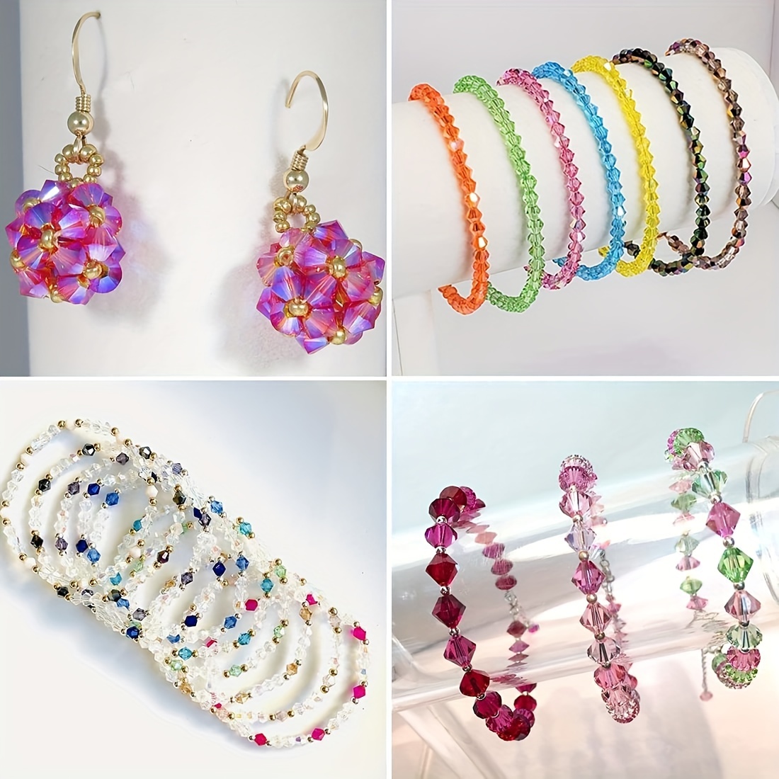 Glass Bicone Beads Bicone Crystal Cut Beading Jewelry - Temu