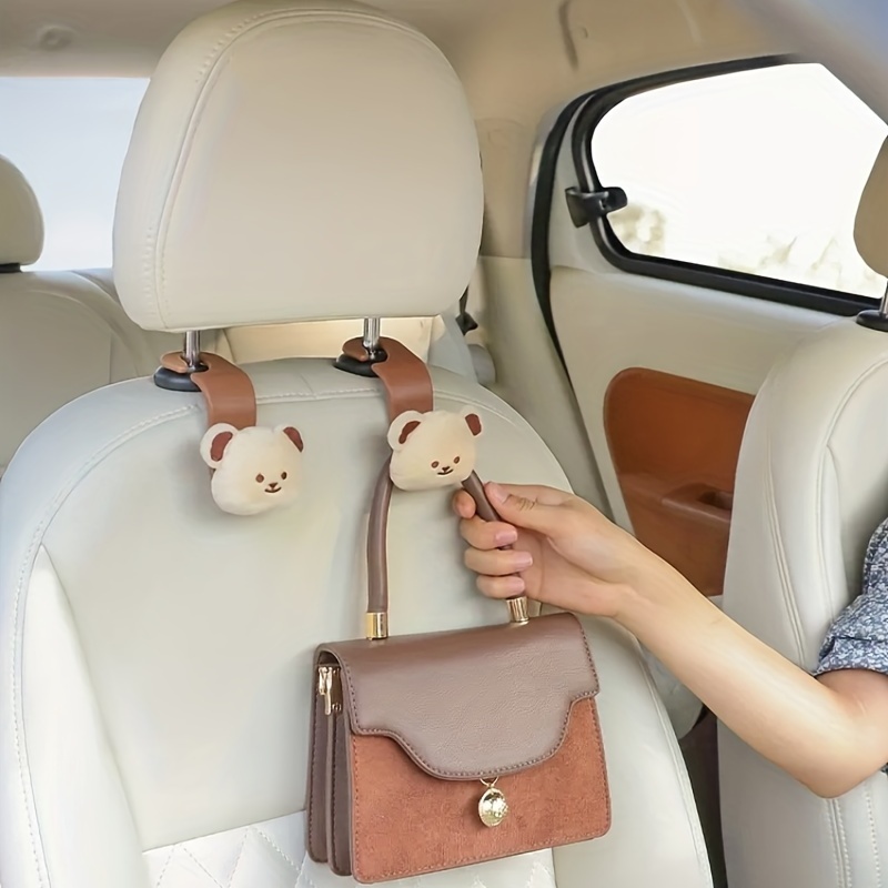 Cute Bear Car Seat Back Row Multi-functional Hook Net, Perfect Car Accessory