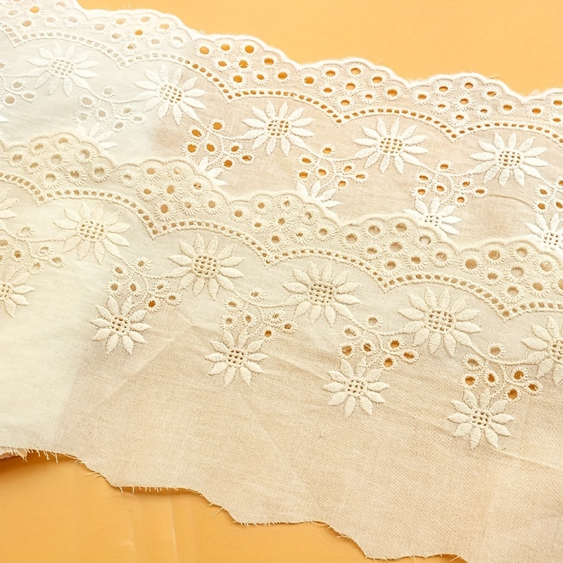 

1 Meter Hollow Sunflower Cotton Embroidered Lace Fabric 14cm Handmade Diy Frame Sewn Lace For Clothing Accessories