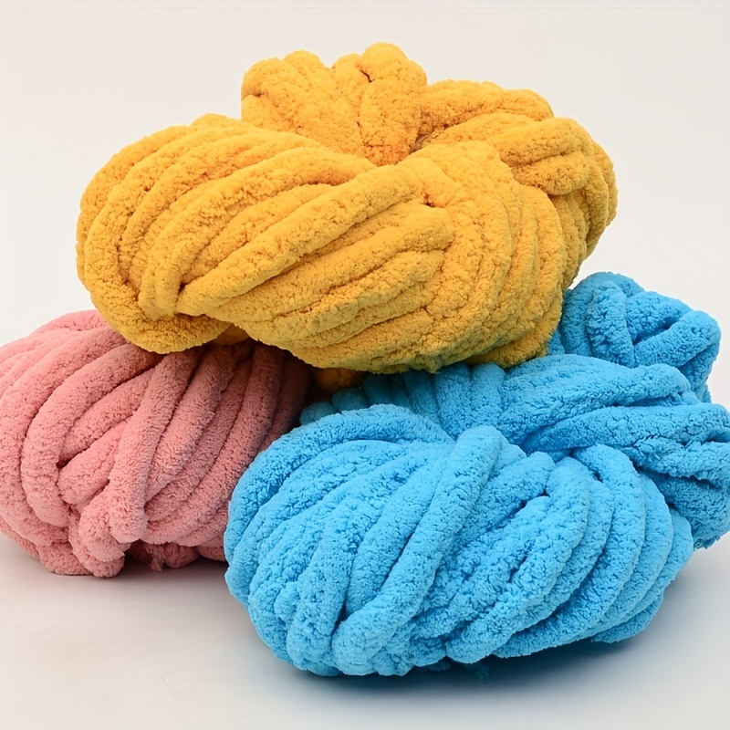 Orange Chunky Chenille Yarn Soft Thick Arm Knitting Crocheted Blanket Yarn  Giant Knit Blanket?Yarn,Moms Present