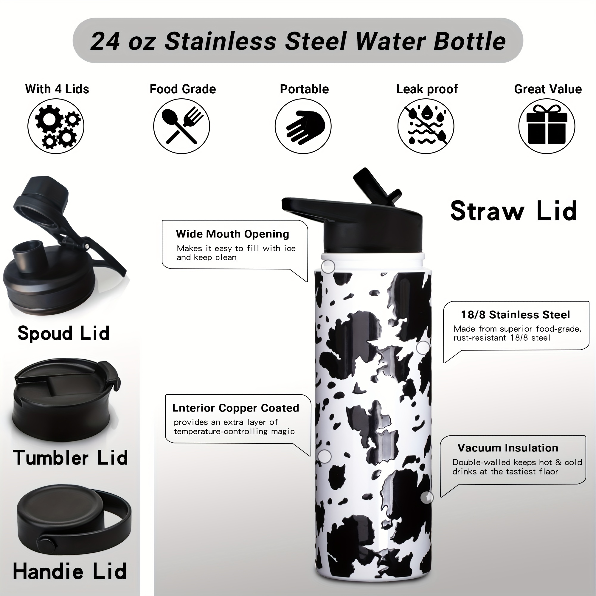 Children's Water Bootle 304 Stainless Steel Insulated Sports Water Bottles  Straw Water Cup Fashionable And Portable Back To School Supplies - Temu