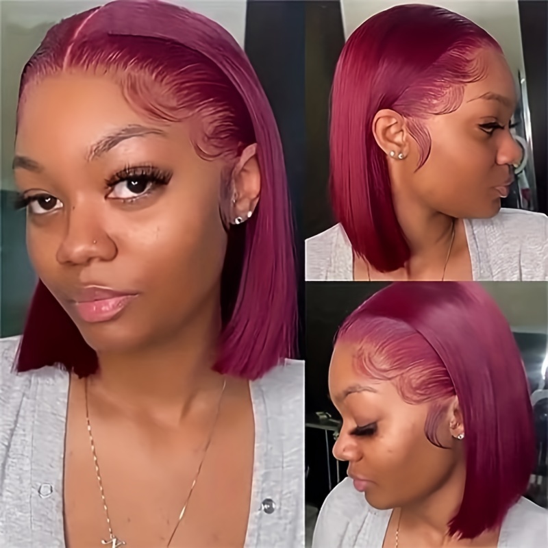 16 Inch 4X4 Yaki Straight Closure Wigs for Women Burgundy Color Lace Front  Closure Human Hair Wigs Brazilian Long Straight Wigs Pre Plucked Natural  Harline - China Wig and Lace Closure Wig