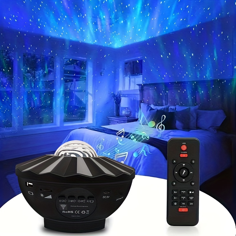 Cocoda Proyector Estrellas con LED Nebulosa, 3 en 1 Luz Nocturna Altavoz  Bluetooth Incorporado con Control Remoto,…