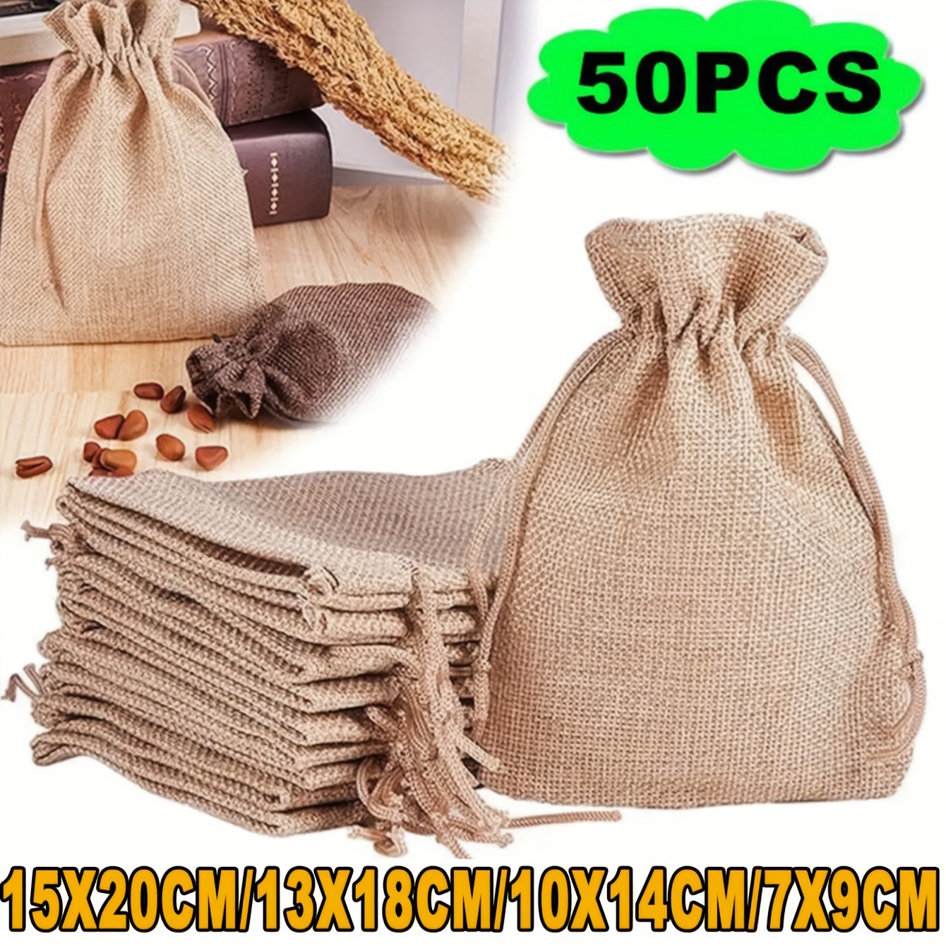 25pcs Petits Sacs en Tissu Sachet Coton 13x18cm Sac Toile de Jute