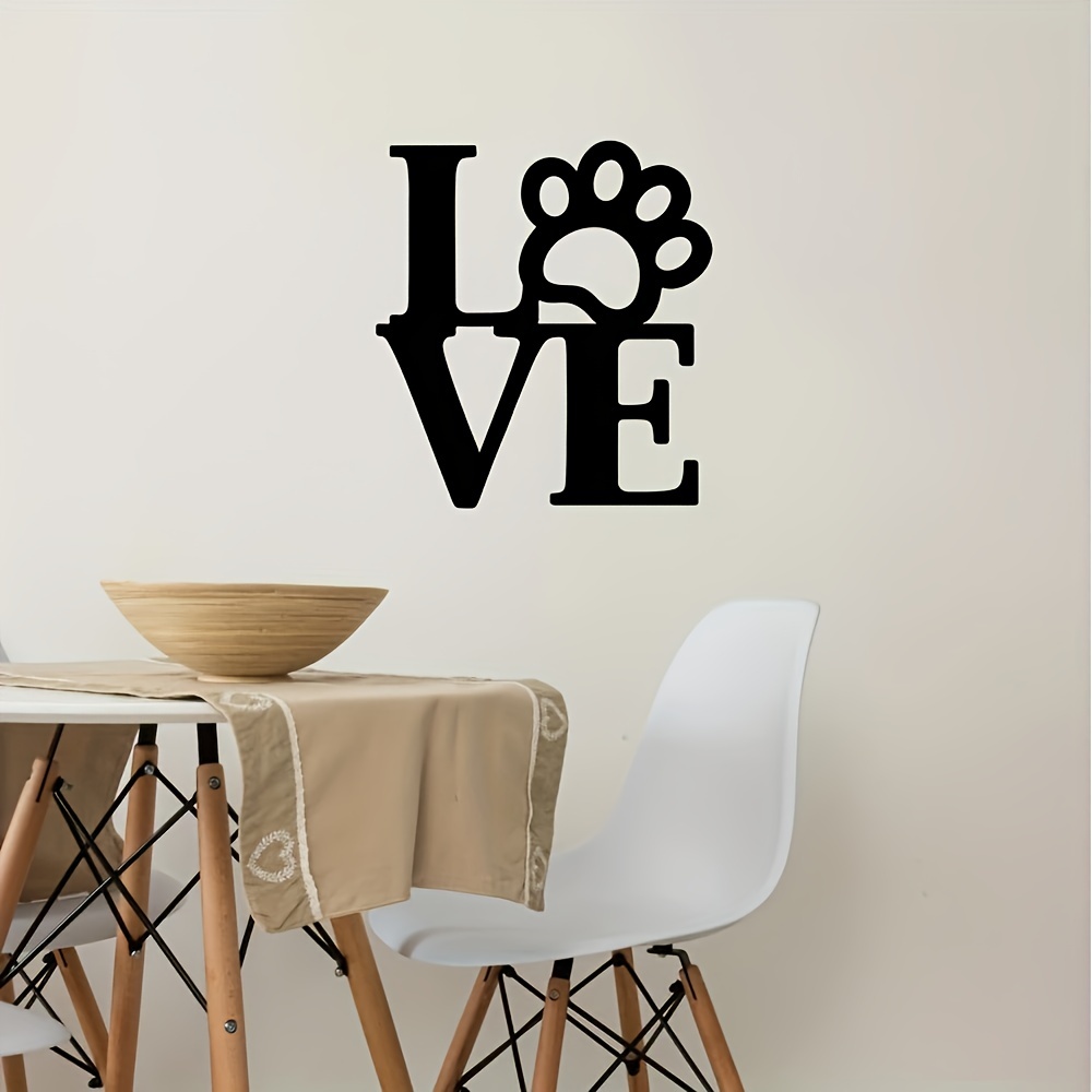 Love, Paw Print Wall Decor, Black Metal Art, Dog Room Accessories  Decoration, For Dog Lovers Metal Wall Decor - Temu