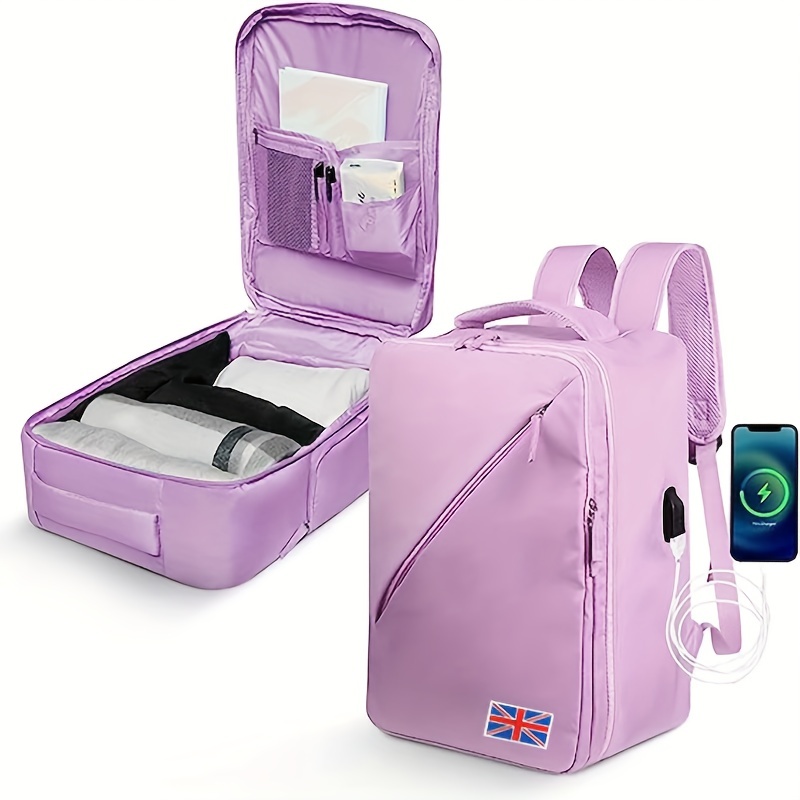 Bolsa de viaje para mujer, Púrpura, Juego de bolsas de viaje con puerto de  carga USB