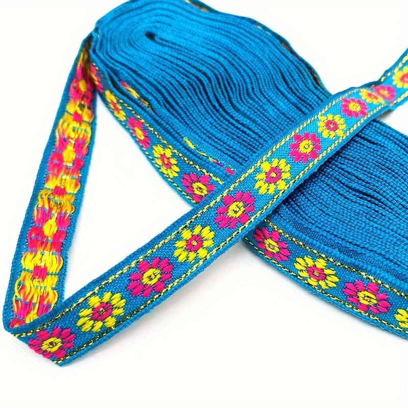 7 Meters 50mm 2 Inch Vintage Ethnic Embroidery Flowers Ribbon Boho Lace  Trim DIY Clothes Bag Accessories Embroidered Fabric