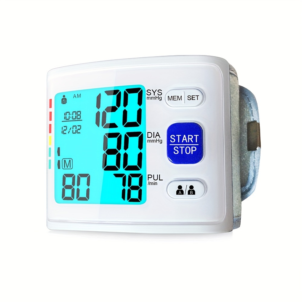 LCD Digital Wrist Blood Pressure Monitor Cuff Gauge 2x90 Memory