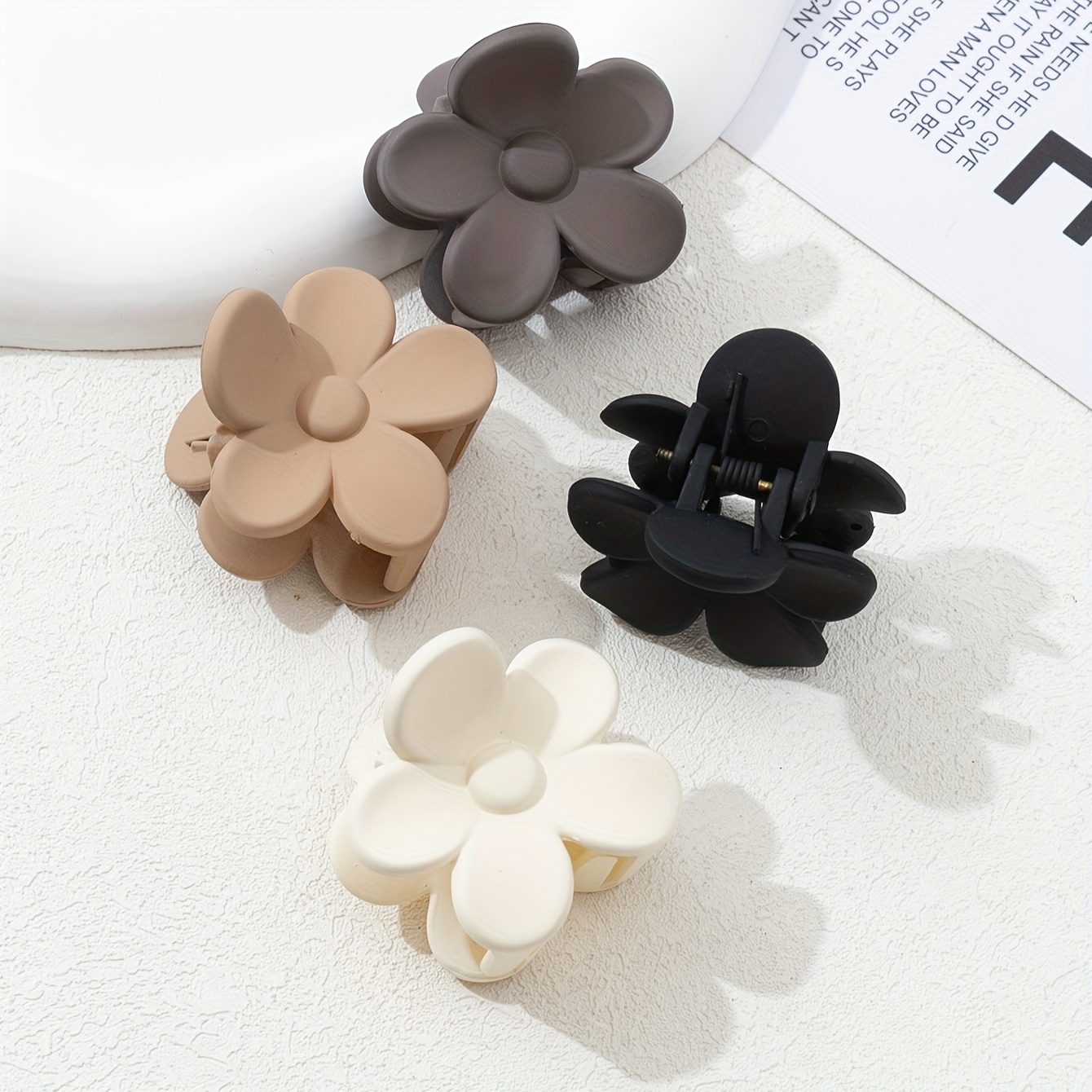 

4 Pcs Solid Color Plastic Matte Flower Hair Clips For Women Non Slip Jaw Clips Barrettes Hair Accessories Hair Clip For Thick Hair