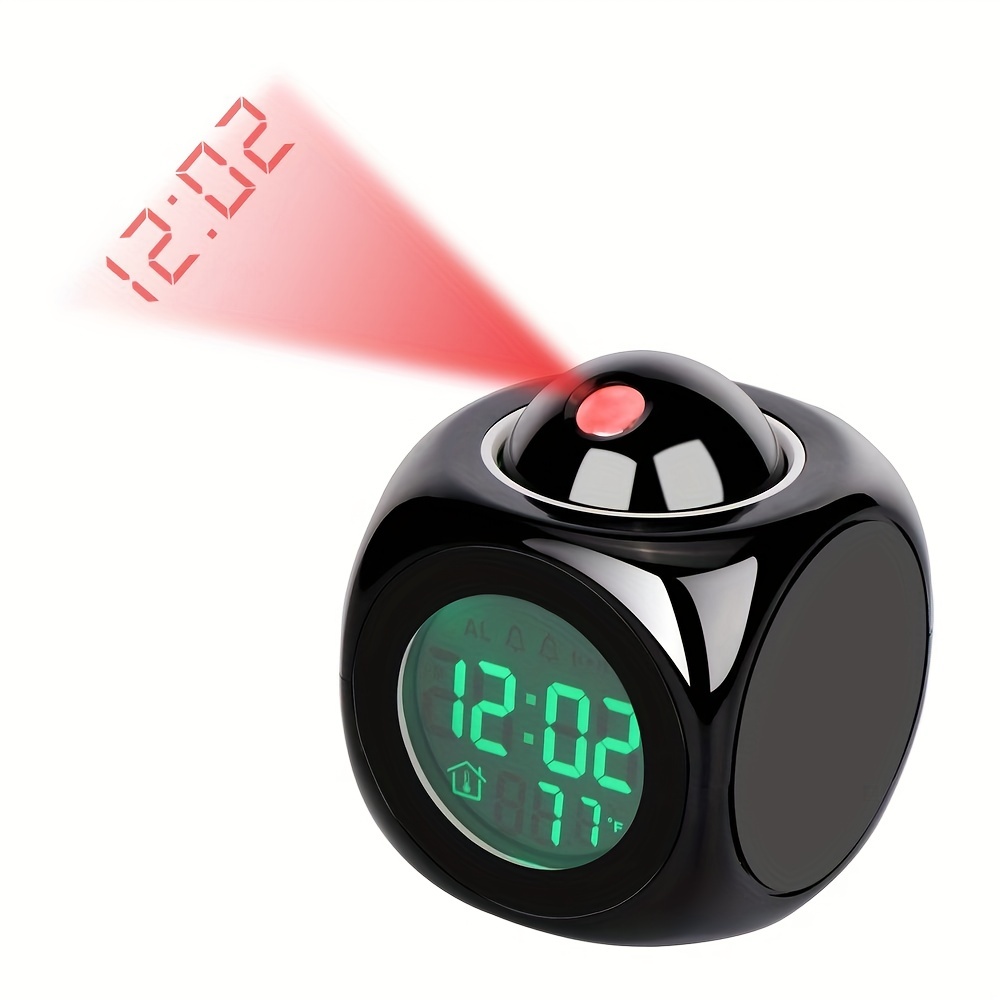 Reloj despertador de proyección para dormitorio, reloj LED de proyección en  el techo, reloj digital con carga USB, proyector ajustable y atenuador