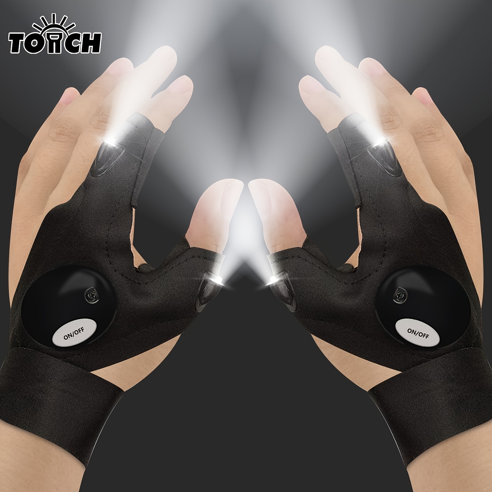 2 Stück LED-Handschuhe, 1 Paar Handschuhe mit Taschenlampe