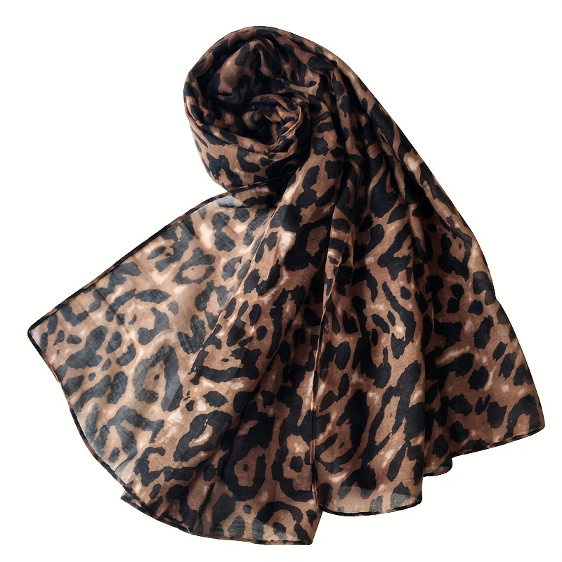 Leopard Pattern Scarf for Women Oversized Animal Print Sunscreen Shawl  Wraps - 75 X 40 Inches by AIWANK