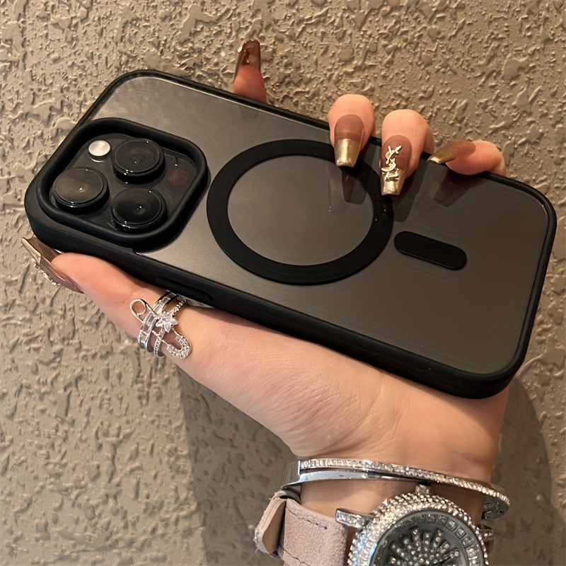  Funda magnética transparente para iPhone 15 Pro Max con  protector de pantalla + protector de lente de cámara compatible con Magsafe,  bonita funda de teléfono neón para mujeres y niñas, funda