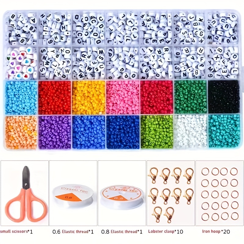 6MM 4280PCS Polymer Clay Spacer Beads Kit Flat Round Clay Beads Kit With  Pendant Charms Elastic Strings For DIY Jewelry Making