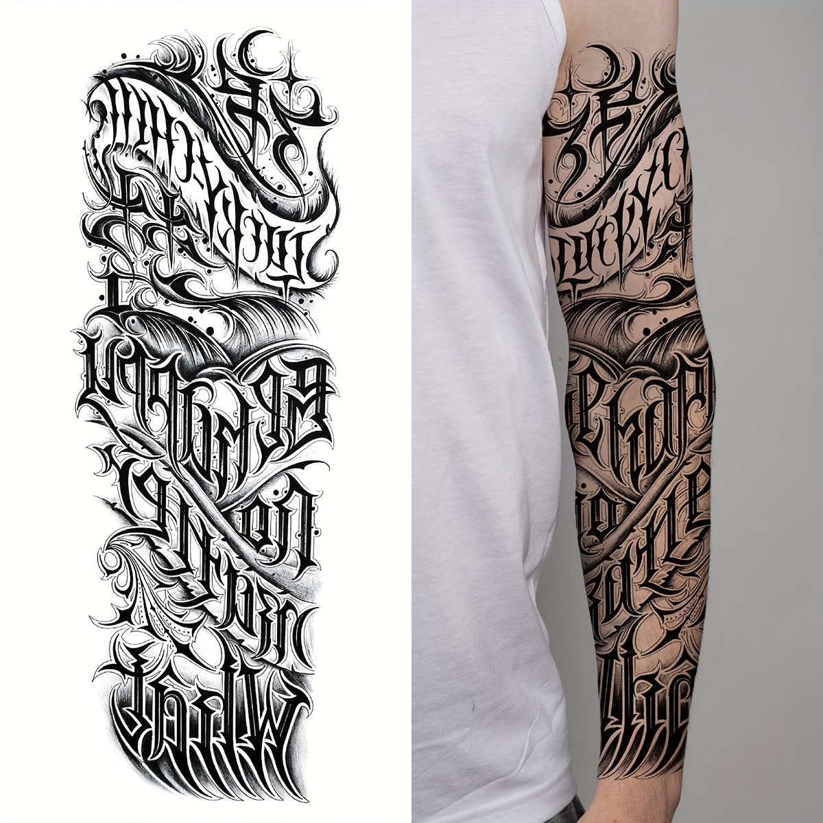 Men Black Totem Arm Tattoo Sticker Waterproof Temporary Tattoo Forearm  Tattoo