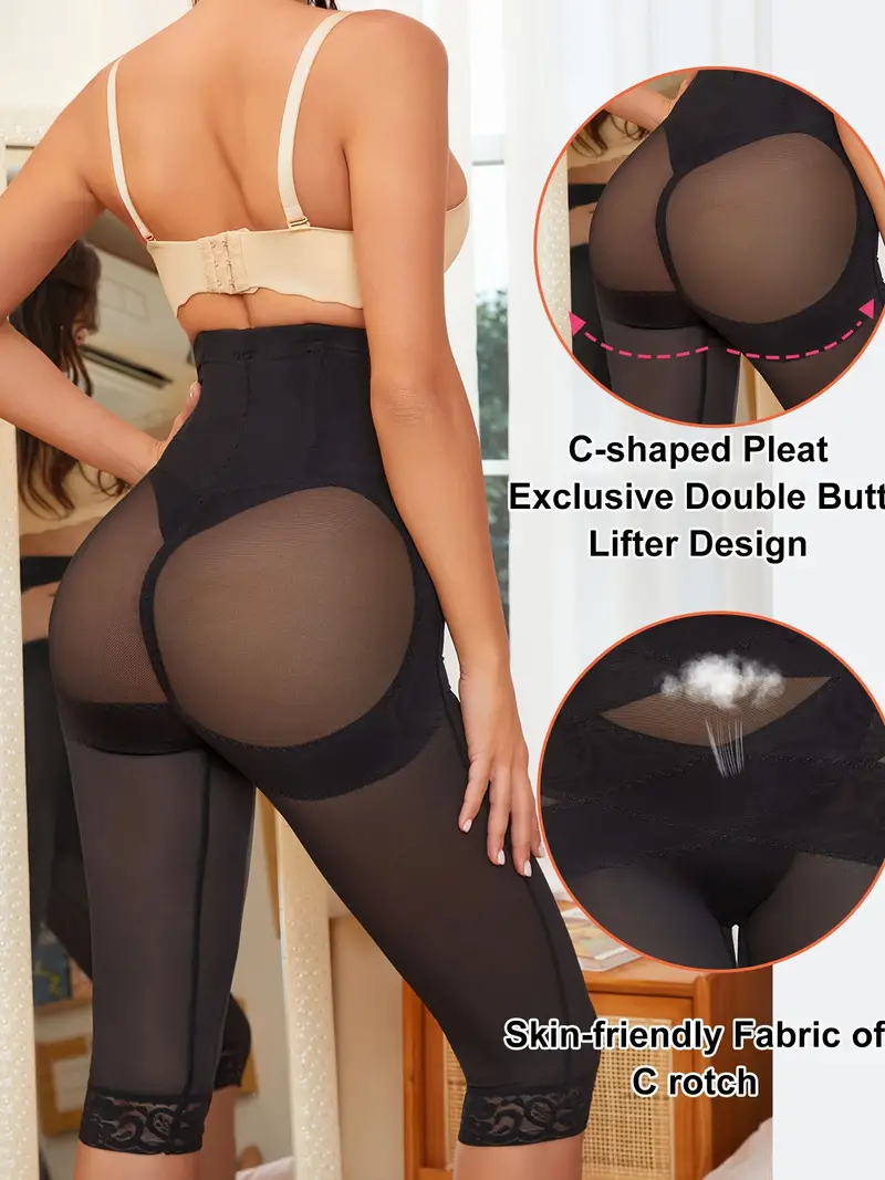 Lace Trim Shaping Shorts High Waist Tummy Control Butt - Temu