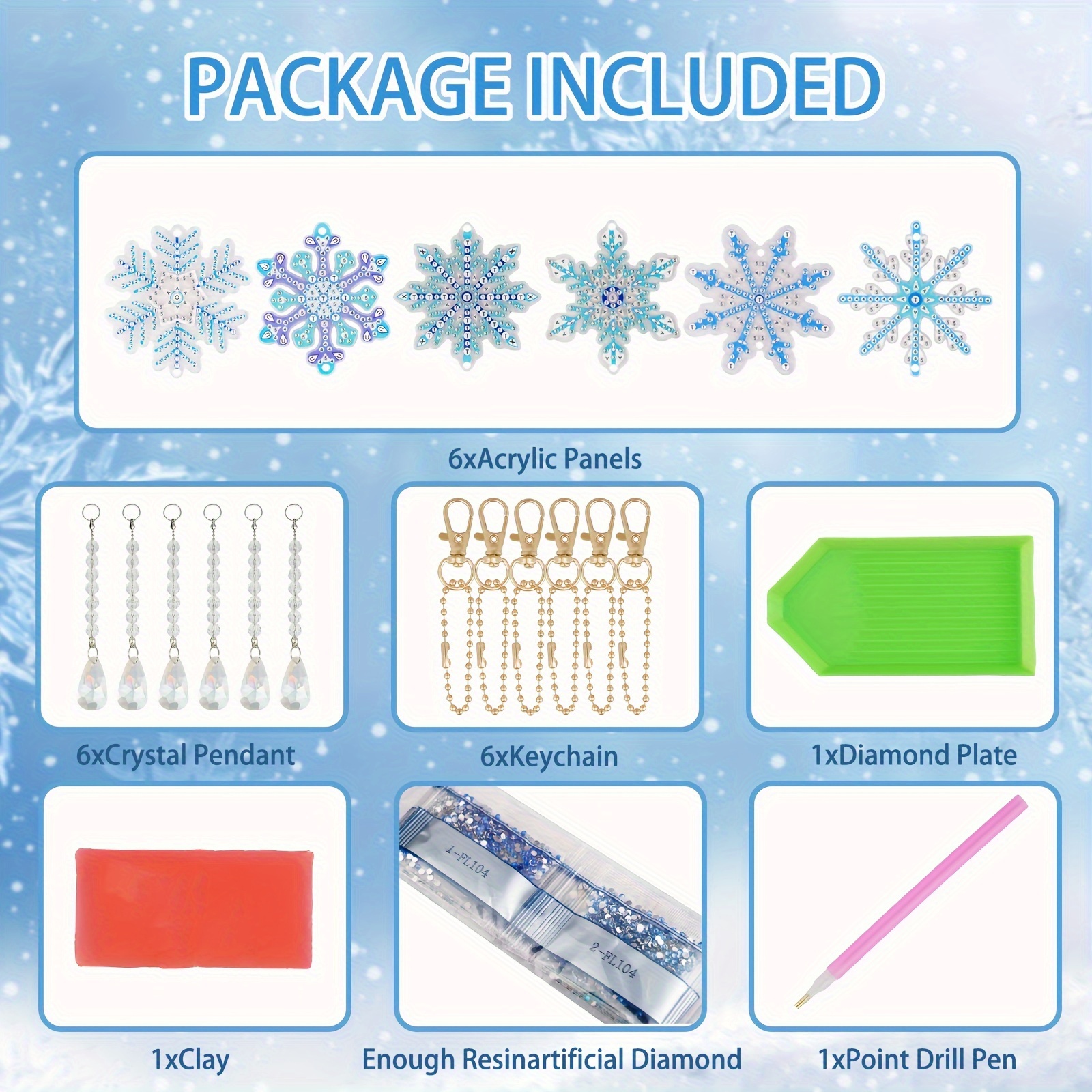 6 Pieces Winter Diamond Painting Kits Double Sided Diamond