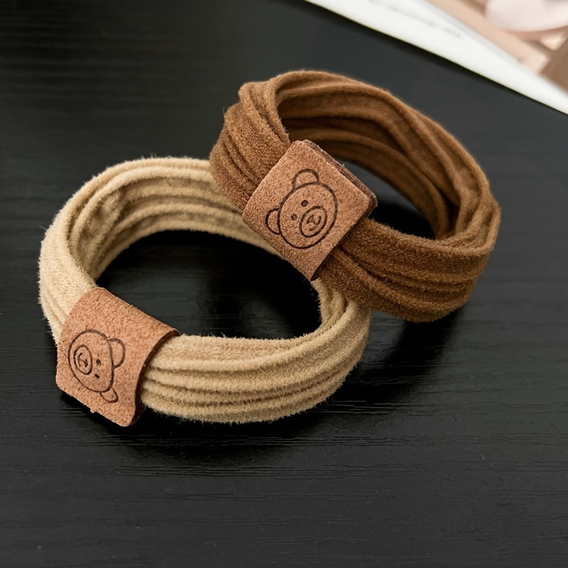 5pcs Little Bear Hair Rope Elastic Headband Thick Hair Ties