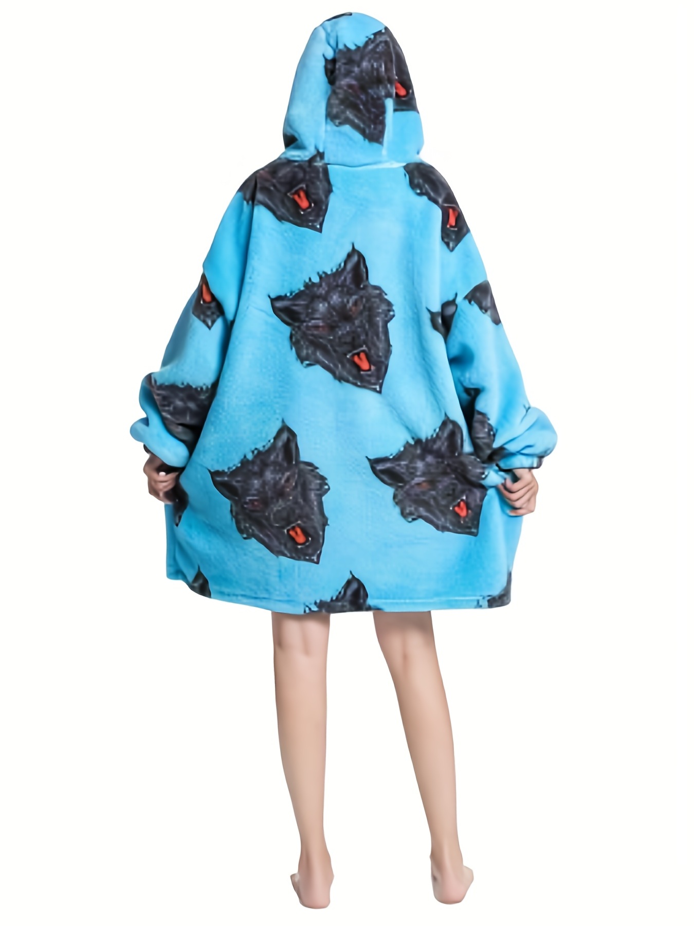 Puppy Pattern Fleece Hooded Blanket