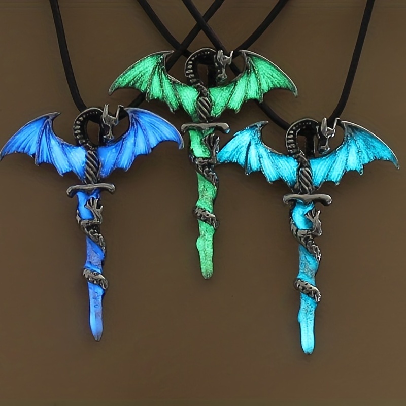 

1pc Cool Sword Dragon Pendant Alloy Necklace For Men Gift Daily Decoration