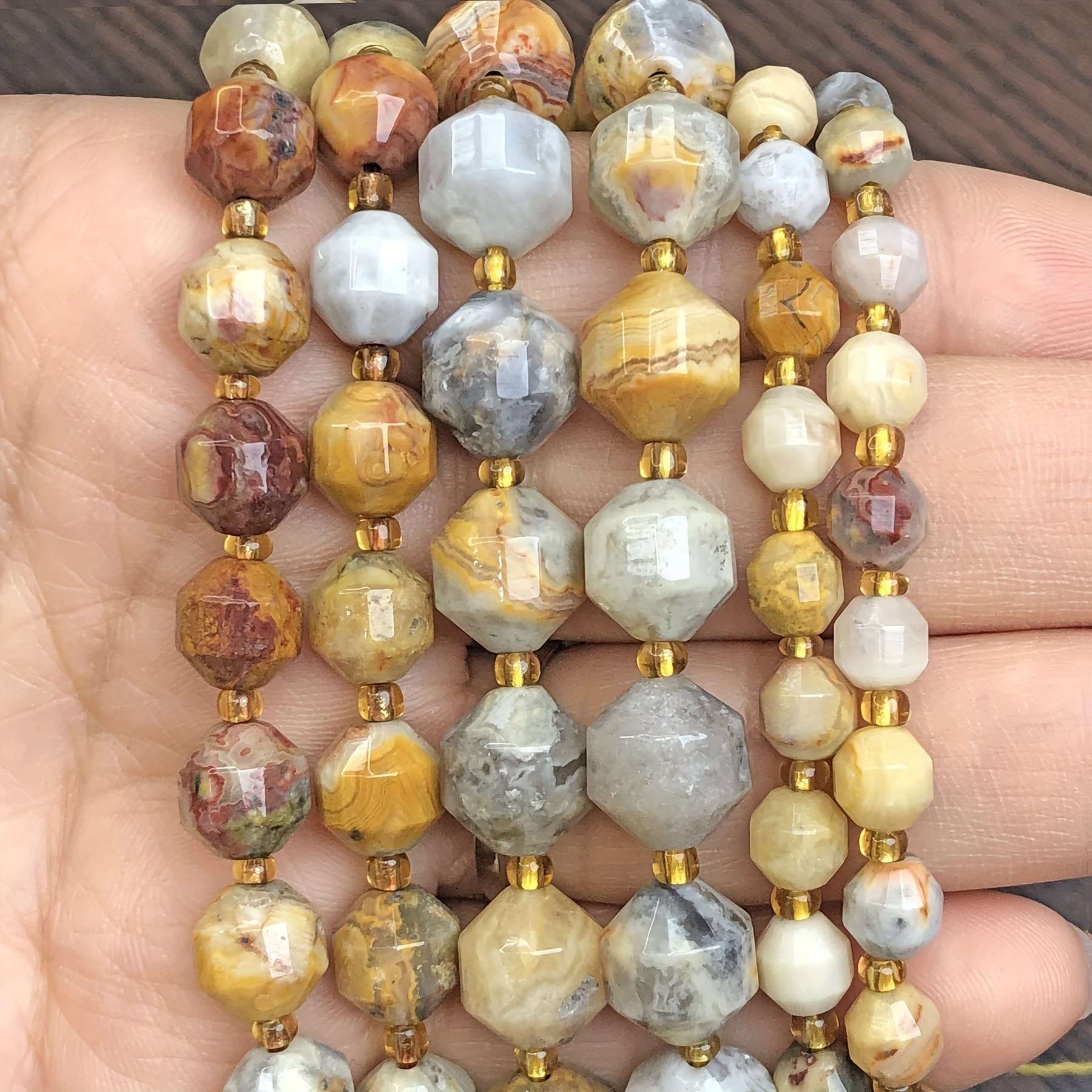 

Perles espacées rondes en pierre d'onyx fou naturel facetté de 6/8/10 mm, pour la fabrication de bijoux faits main, pour créer un bracelet classique spécial et des accessoires de perles.