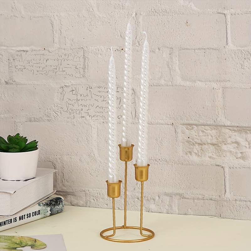 Golden Light Brass Candlestick Holder | Taper Candle Holder - Small