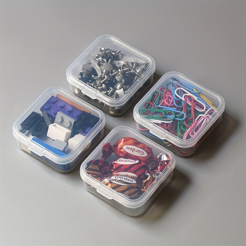 Mini Clear Plastic Storage Containers Box with Hinged Lids Empty