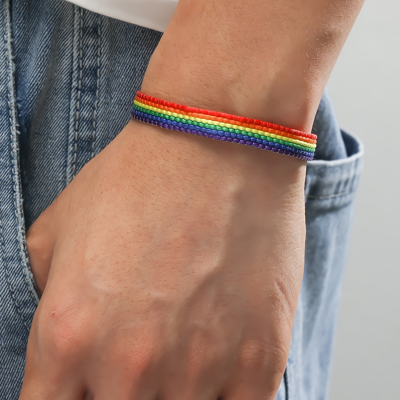 1pc Minimalist Braided Rainbow Bracelets LGBT Pride Armband Bracelet Unisex  Fash