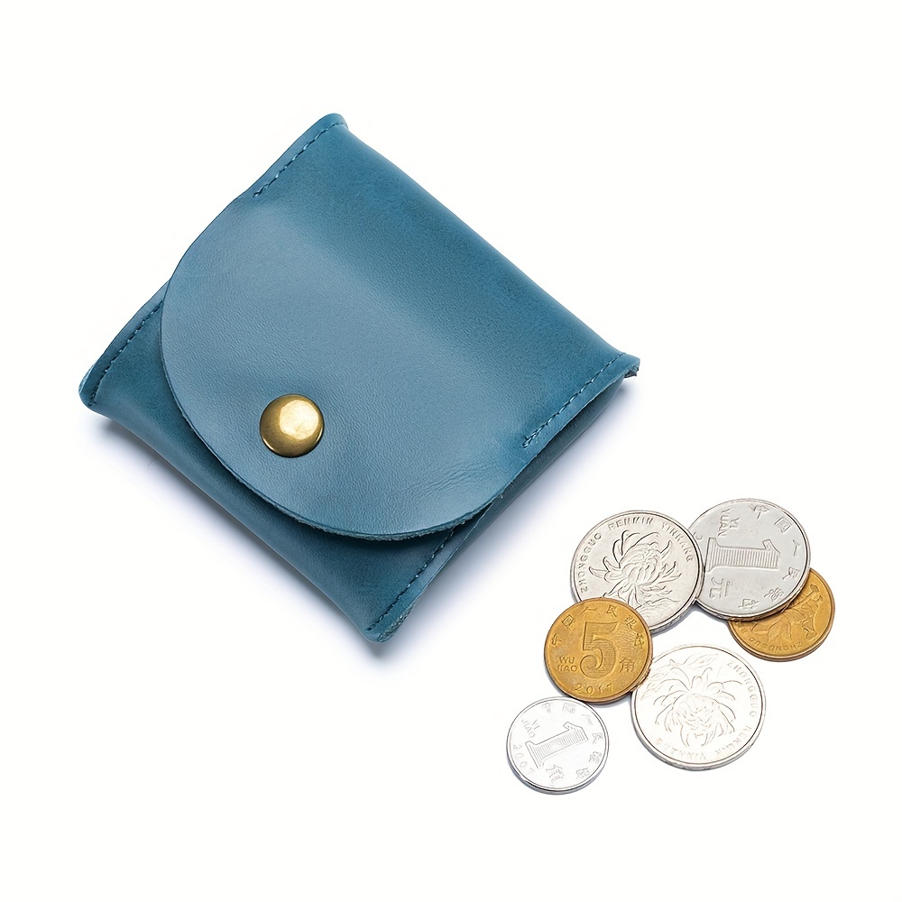 Mini Money Pouch in Leather Aqua Blue