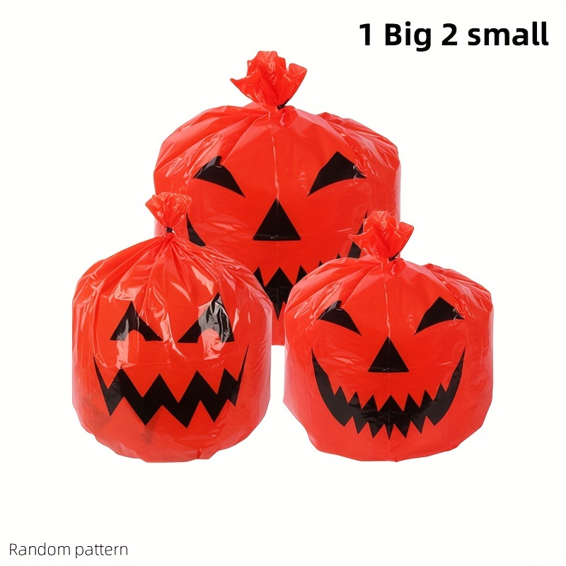 1Pcs Halloween Pumpkin Lawn Leaf Bags Plastic Outdoor Fall Leaf Trash Bag  Halloween Unique Pattern Lawn Bags for Fall Decorations Outdoor Yard Lawn